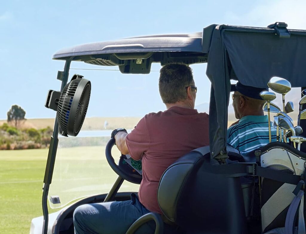 1. xasla Portable Rechargeable Clip on Fan for Golf Cart