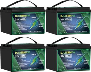 1. DJLBERMPW 4 Pack 12V 100Ah LiFePO4 Deep Cycle Golf Cart Battery