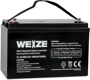 7. WEIZE 12V 100Ah Deep Cycle Golf Cart Battery